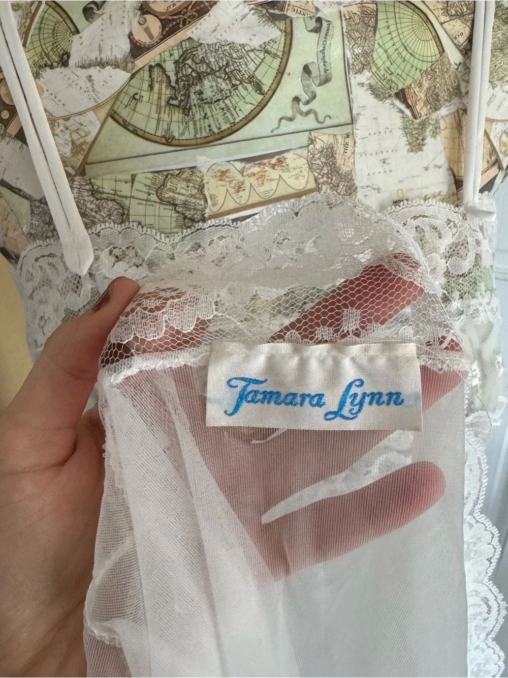 Tamara Lynn Vintage Union Made White Lace Peignoir Nightie Slip Set L - NWT - Picture 8 of 14